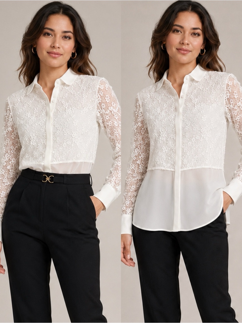 Anne Fontaine Lace Overlay White Long Sleeve Blouse EU40 US S (6)